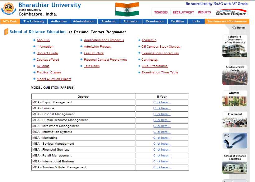 Bharathiar University MBAfinance paper 2020 2021 Courses.Ind.In