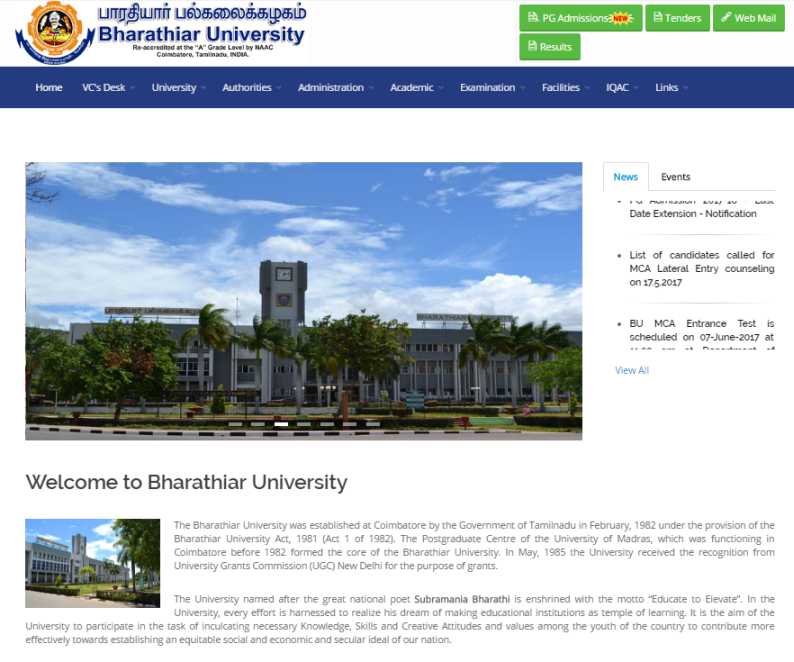 phd apply online bharathiar university
