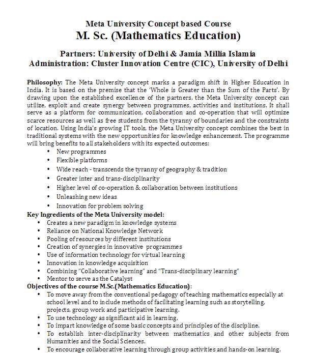 msc phd integrated course mathematics in india