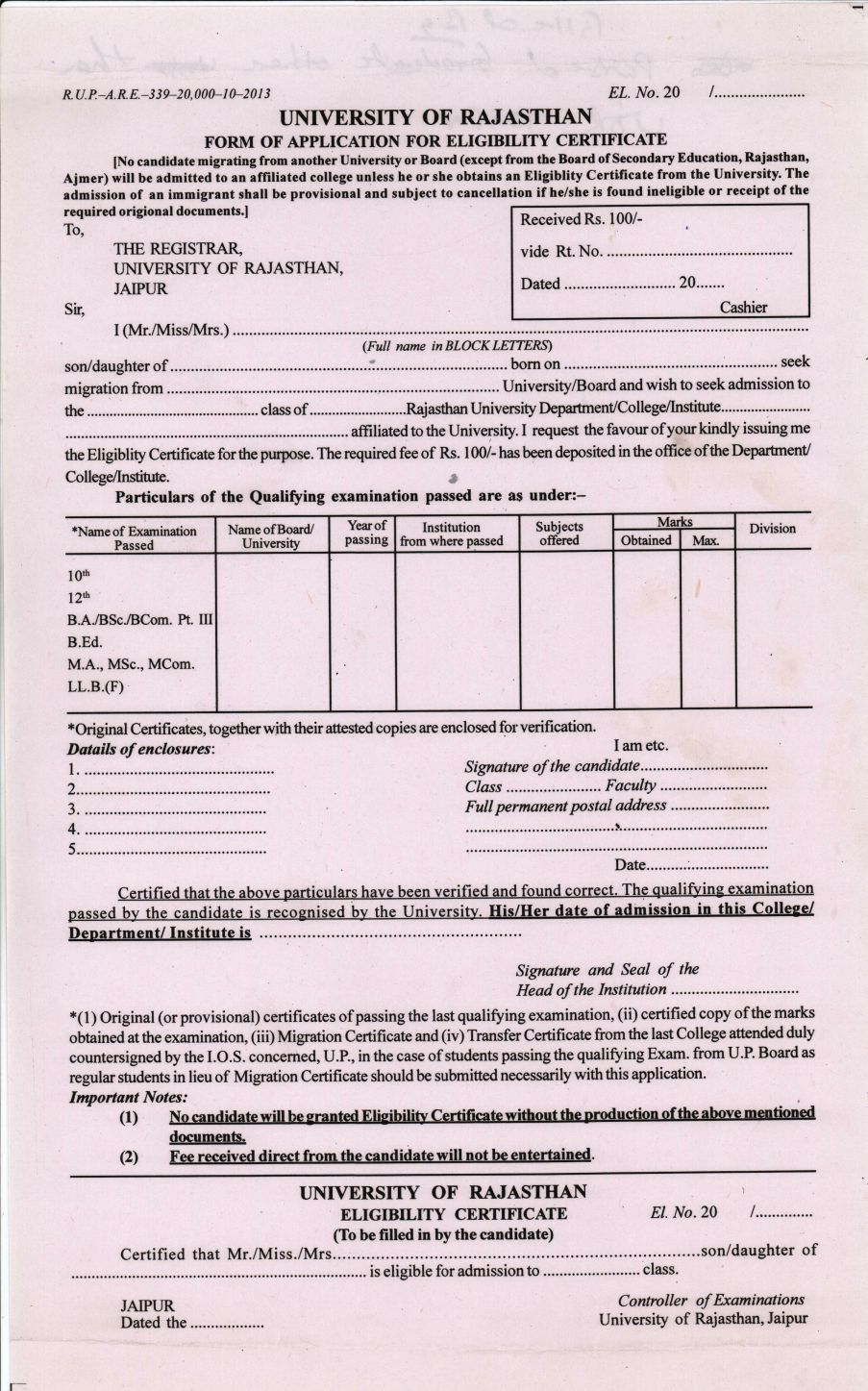 rajasthan university phd application form 2023