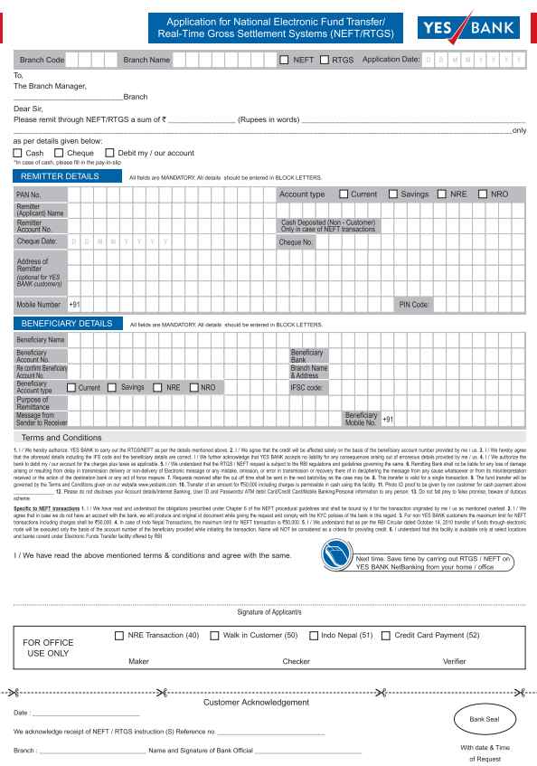 Download Rtgs Form Of Yes Bank Courses Ind In