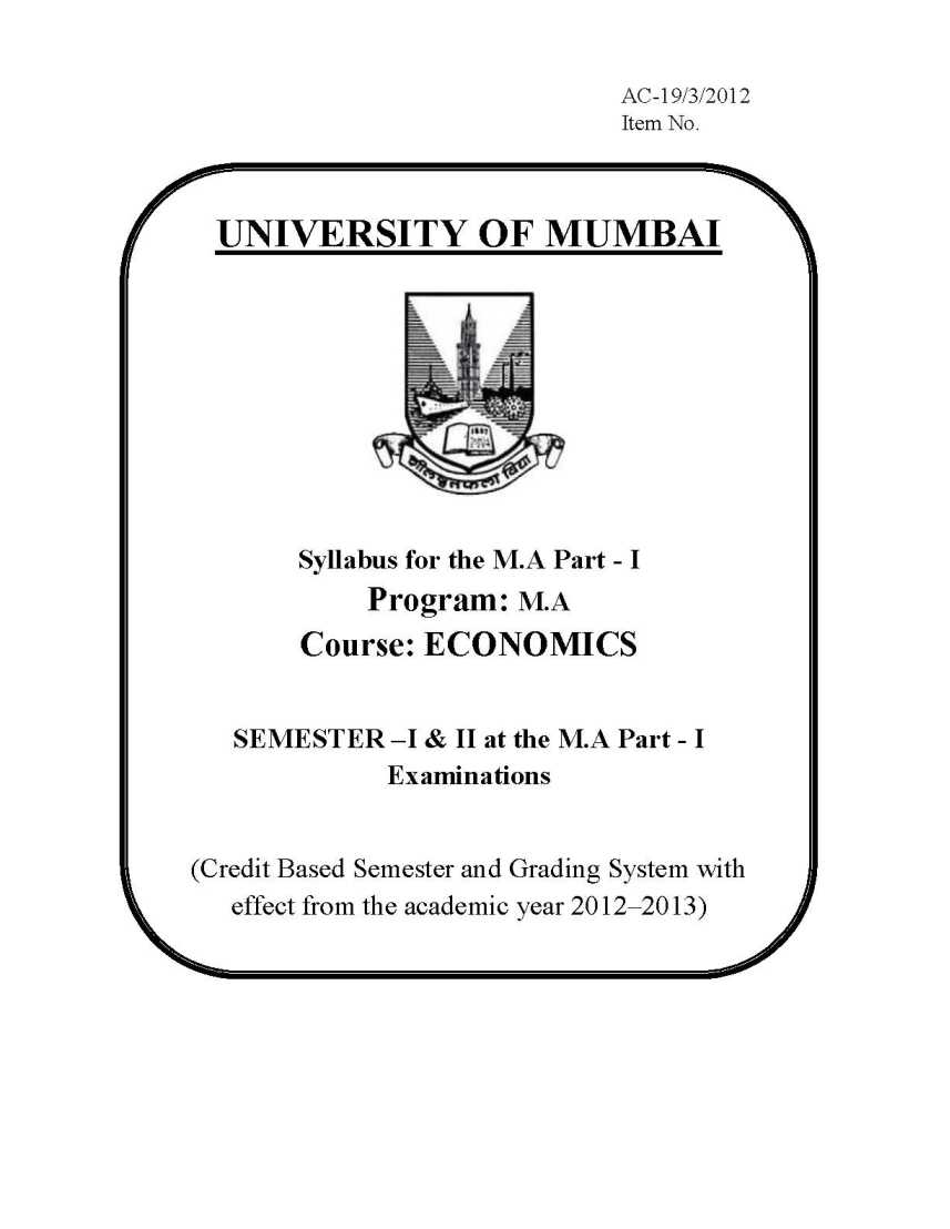 phd in economics mumbai university