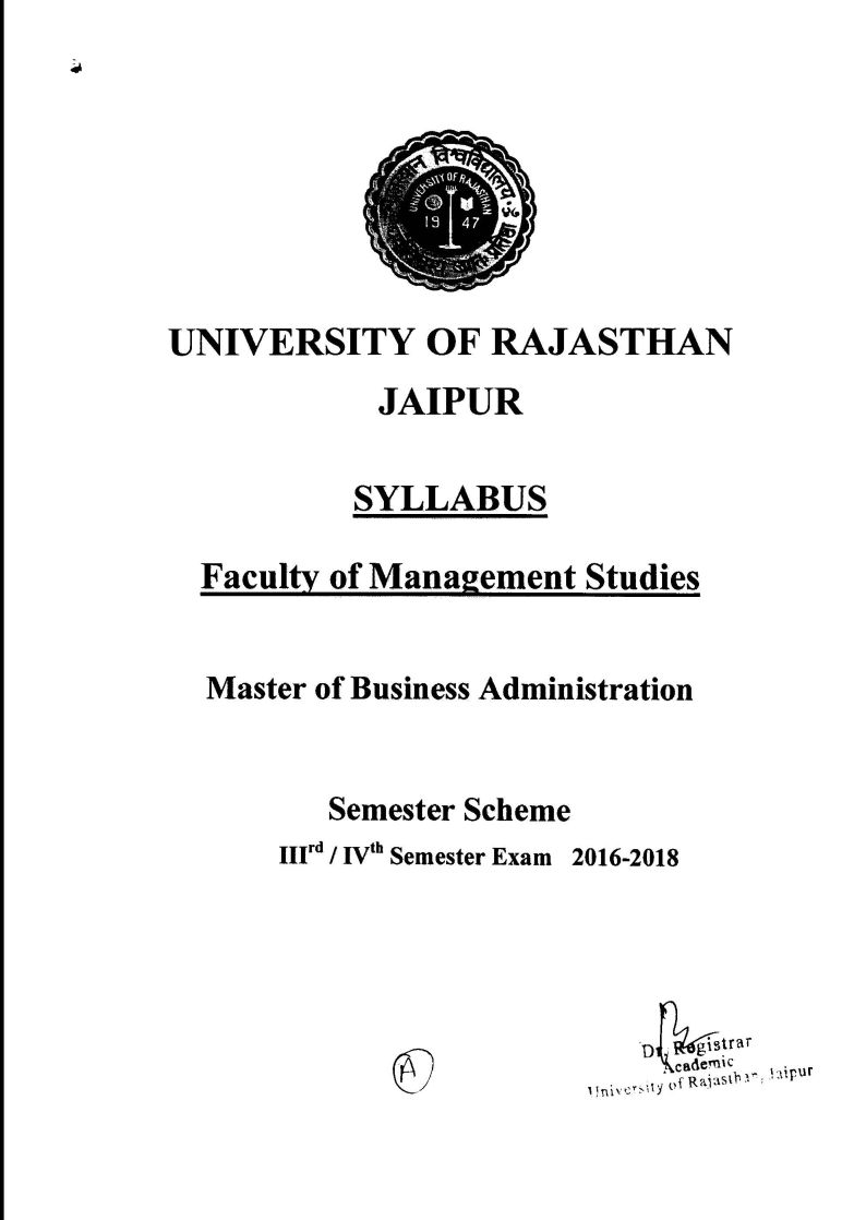 University Of Rajasthan Syllabus 2023 2024 Courses.Ind.In