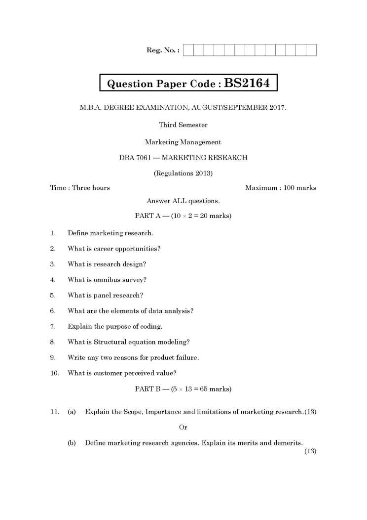 marketing research previous question papers