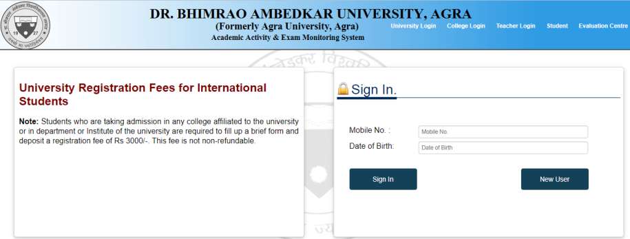 DBRAU International Fees Deposit Form : Dr. Bhim Rao Ambedkar ...