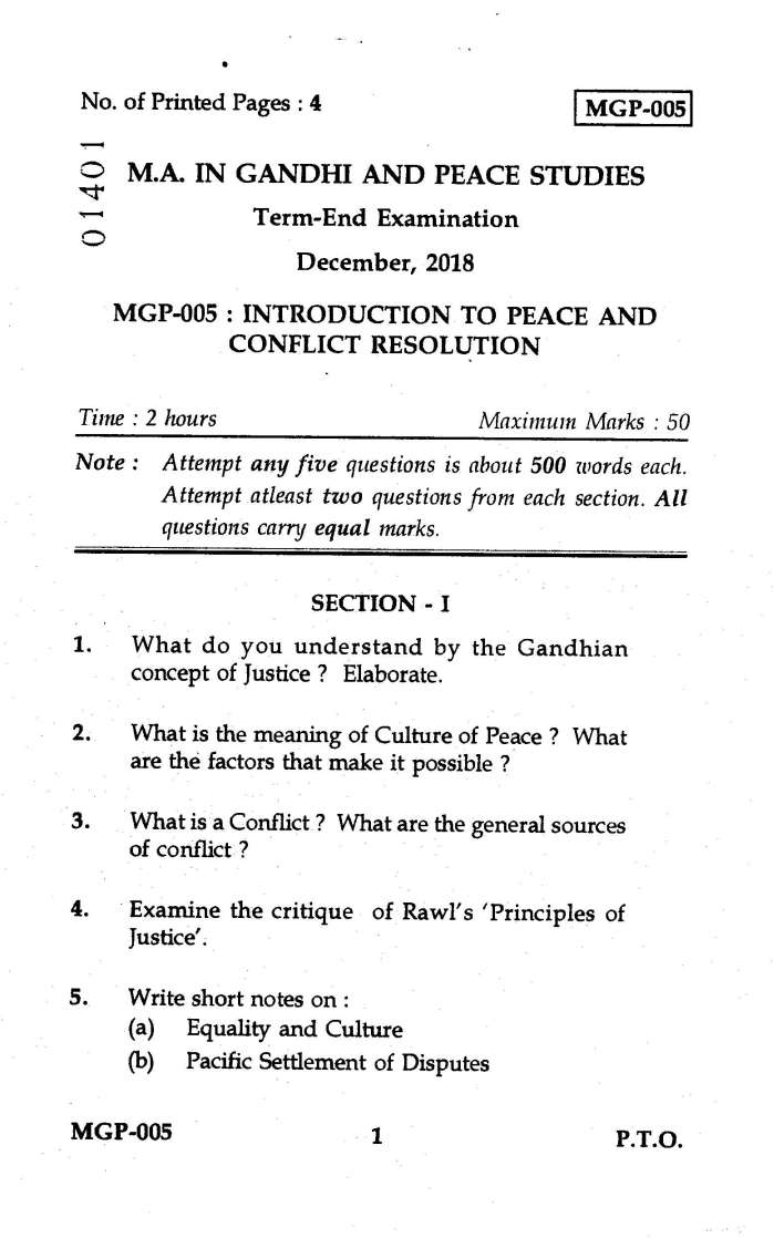 value and peace education question paper