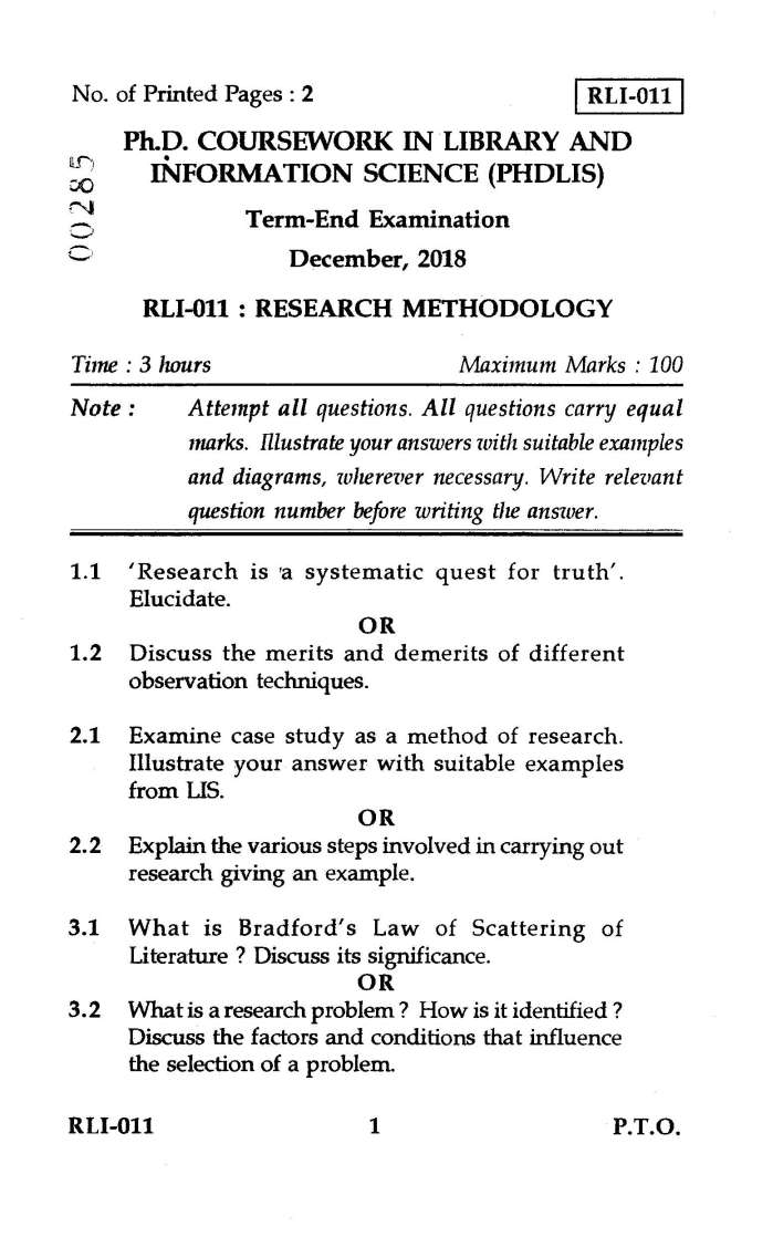 research methodology question papers