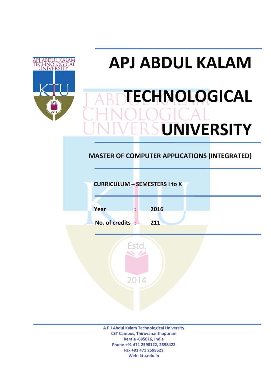KTU APJ Abdul Kalam Technological University MCA Syllabus 2023 2024
